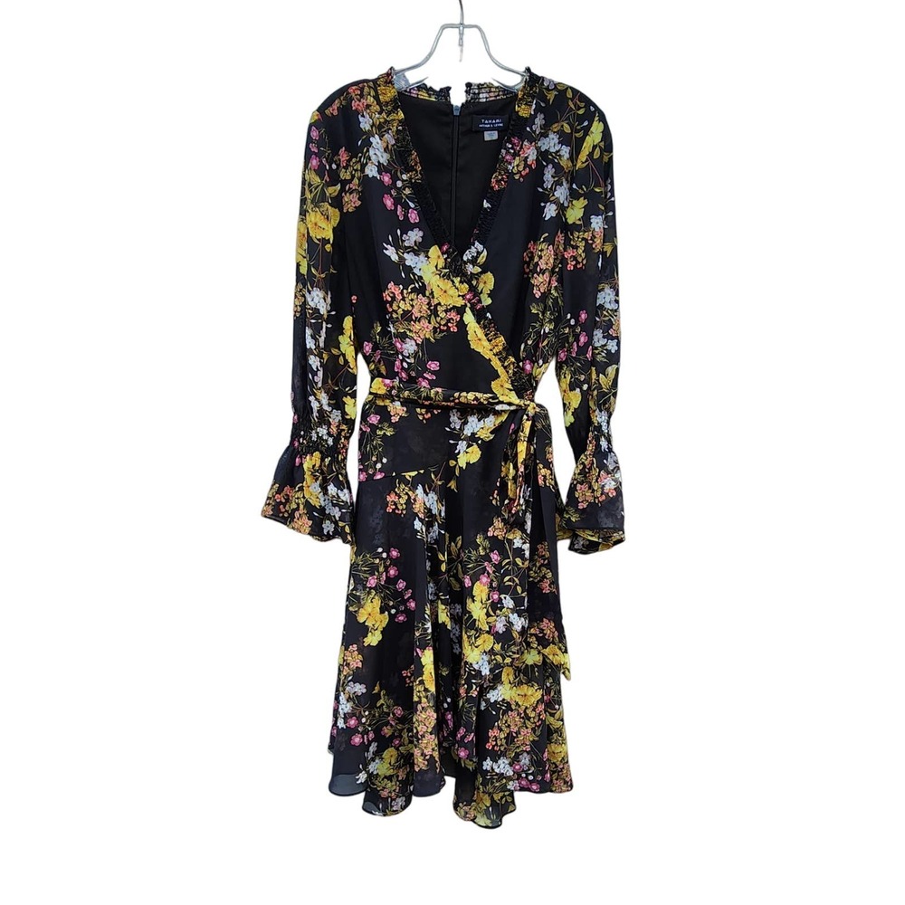 Tahari printed faux wrap dress 10